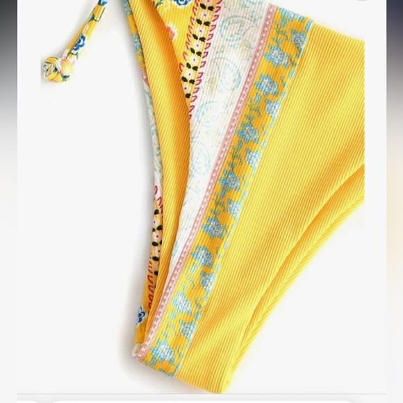 NWT Yellow Floral Print String Bikini - Juniors Large - Picture 4 of 16
